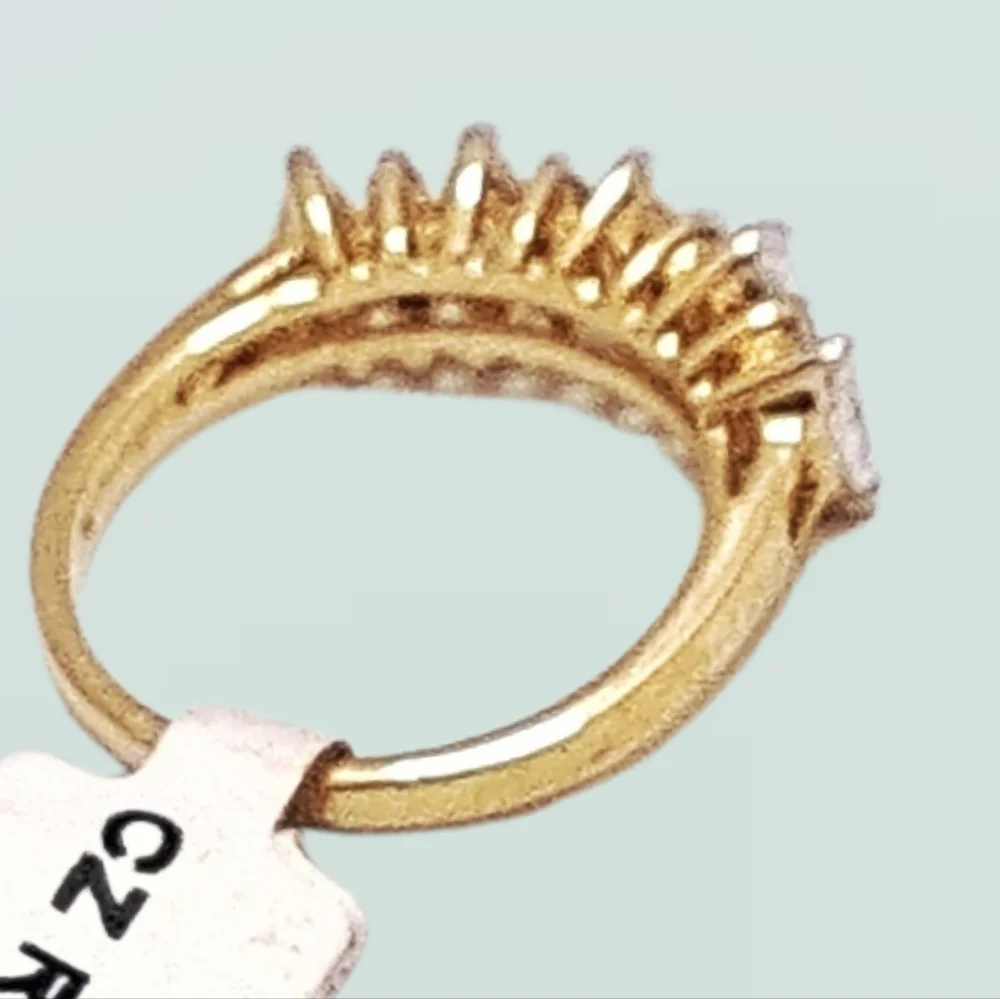 Gold Plated Ring with Genuine Marquise Cut Cubic Zirconia Stones | Size 8 | NWOT